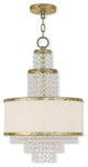 Mini Chandelier With Clear Crystals and Off-White Sheer Organza Shade