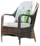 Liberatore Brown Wicker Dining Chairs With Beige Cushions, Set of 2