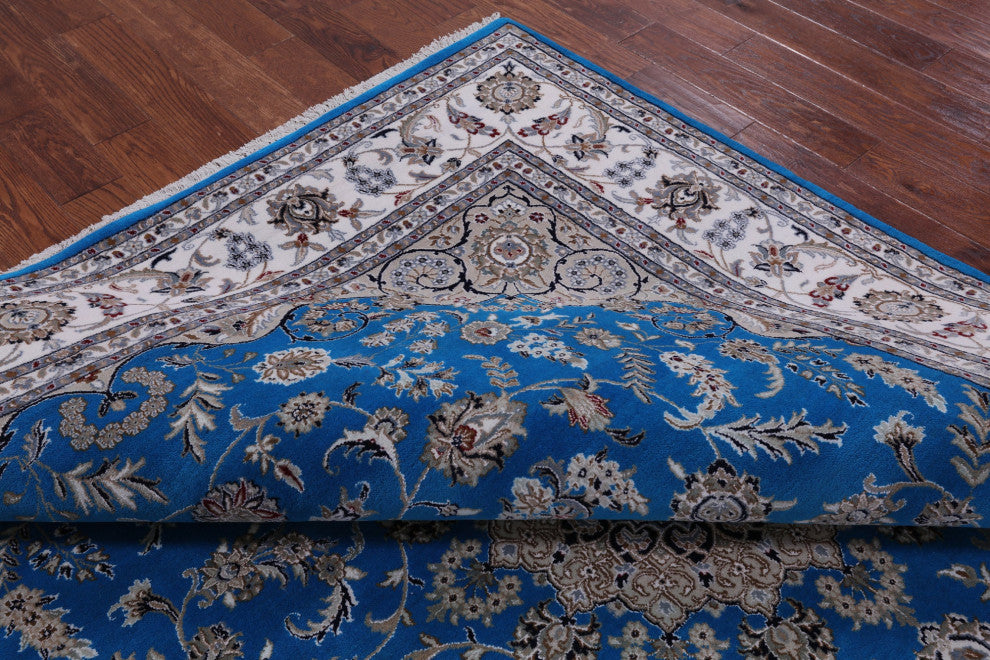 8' 1" X 10' 1" Wool & Silk Hand Knotted Persian Nain Rug - Q13144