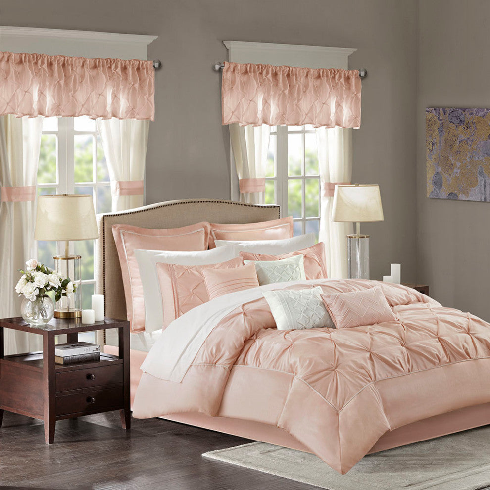 Madison Park Essentials Joella 24 Piece Room, a Bag, Blush