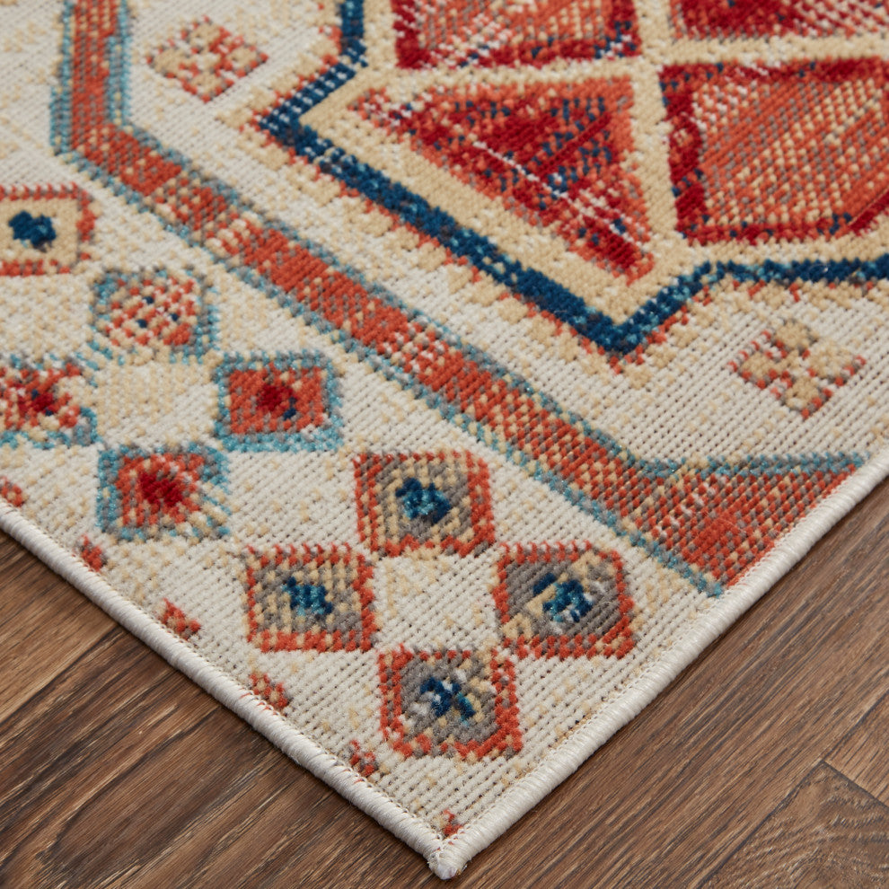 Weave & Wander Kezia Rug, Ochre Red/Vanilla Beige, 5ft x 8ft