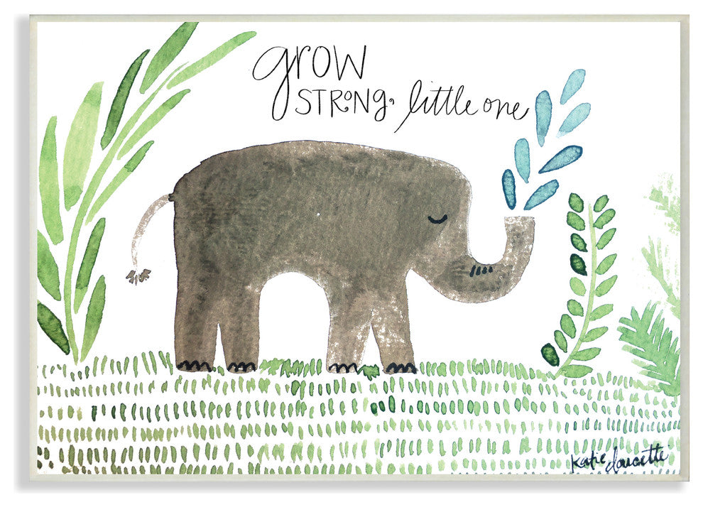 "Grow Strong Little Elephant" 10x15, Wall Plaque Art