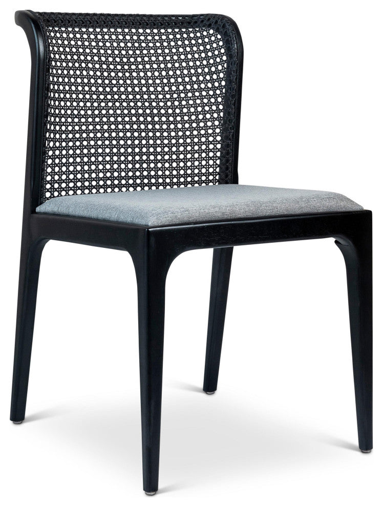 Modern Brazilian, Eloa, Cane Side Chair, Ebano/Essence Gray