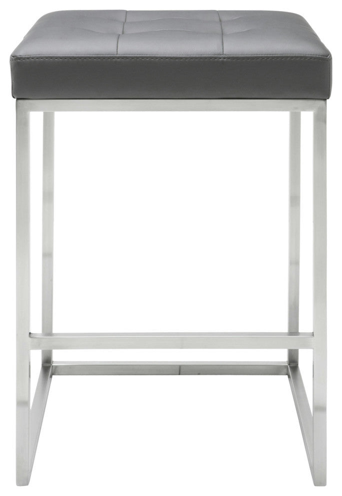 Chi Stool, Seat: Gray, Base: Stainless Steel, Counter Height
