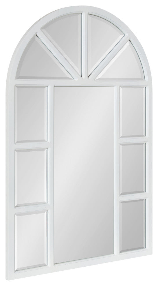 Hogan Arch Windowpane Framed Wall Mirror, White 24x36