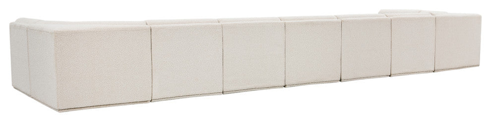 Ollie Black Boucle Fabric U-Shaped Modular Sectional, Cream, 9-Piece: 7 Armless Chair, 2 Corner Chair