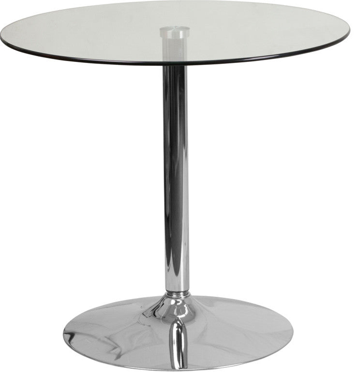 31.5'' Round Glass Table with 29''H Chrome Base