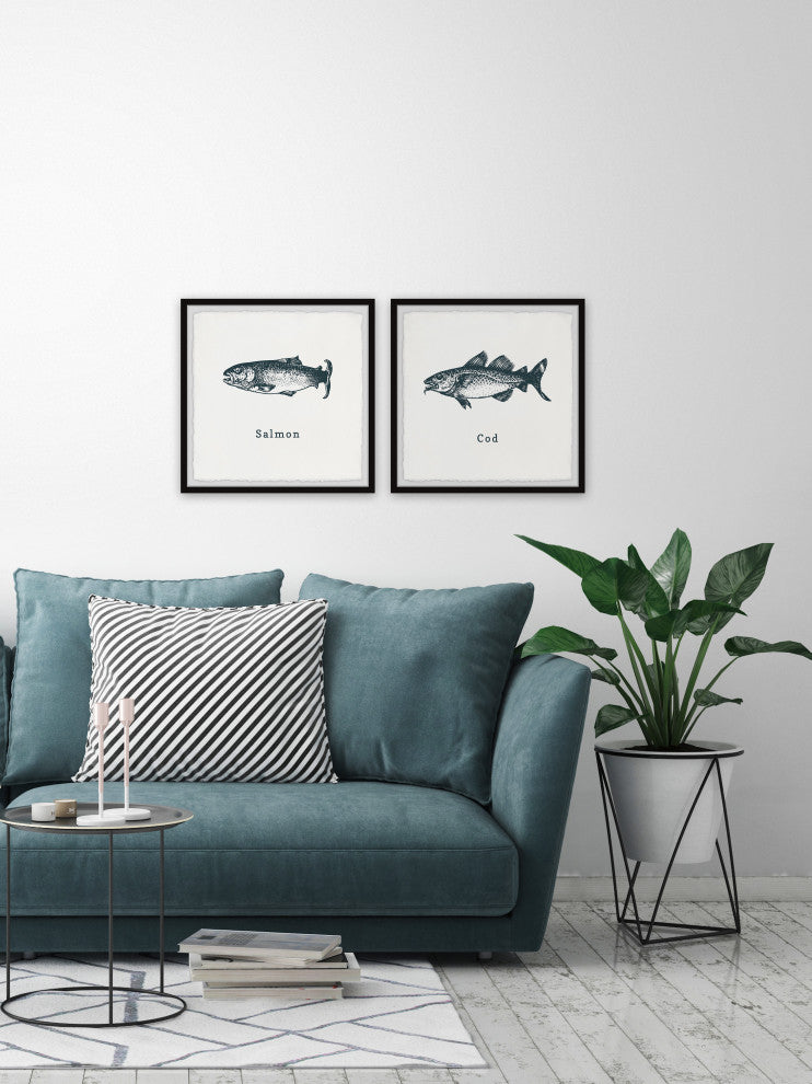 Salmon and Cod Diptych, 2-Piece Set, 32x32 Panels