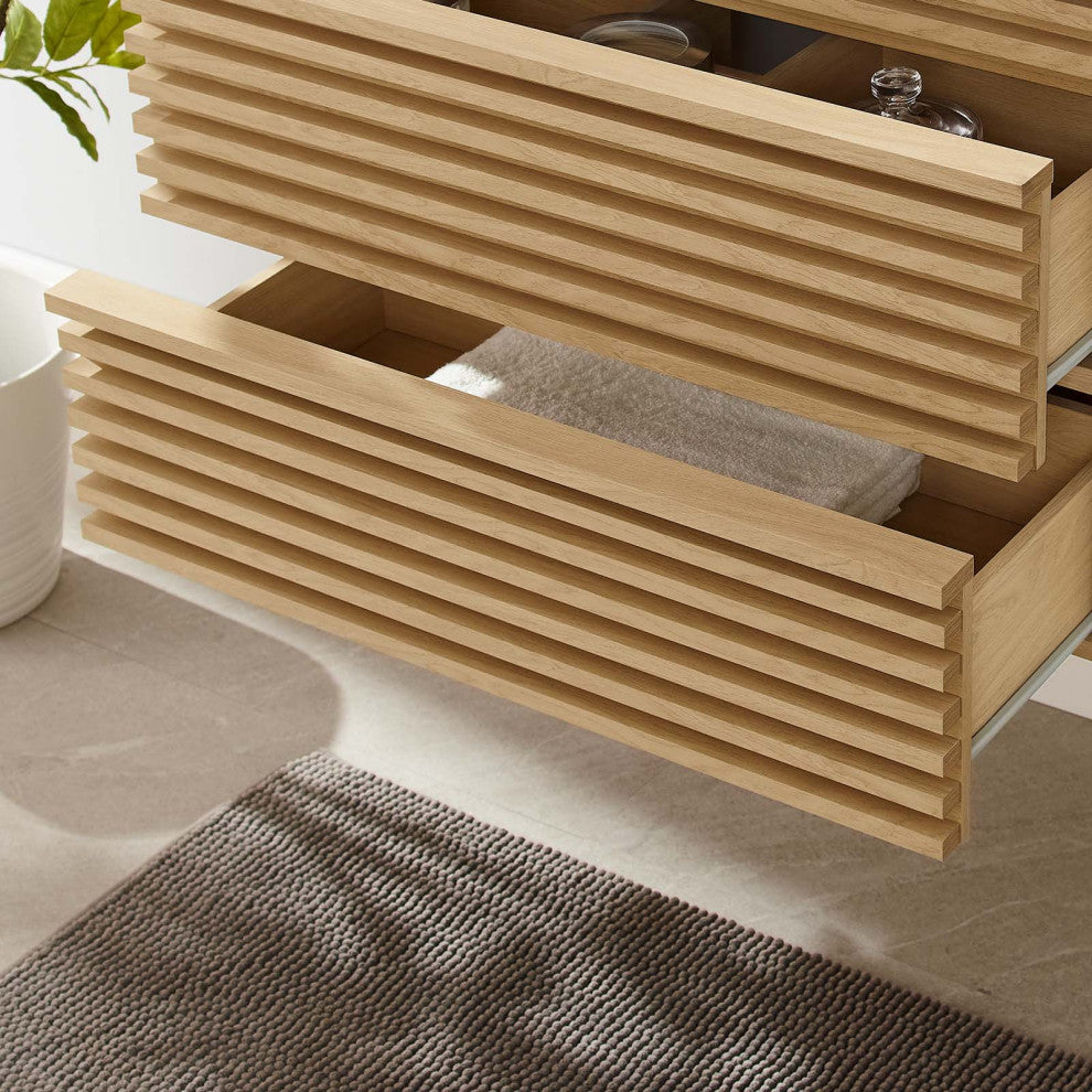 Render 30" Wall-Mount Bathroom Vanity, Oak