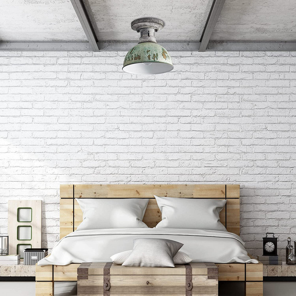 Rust Ceiling Lighting Fixture Vintage Farmhouse Close to Ceiling Light