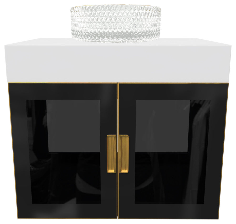 Modern Wall-Mount Vanity With Top & 14" Sink, Top Gold, 36"