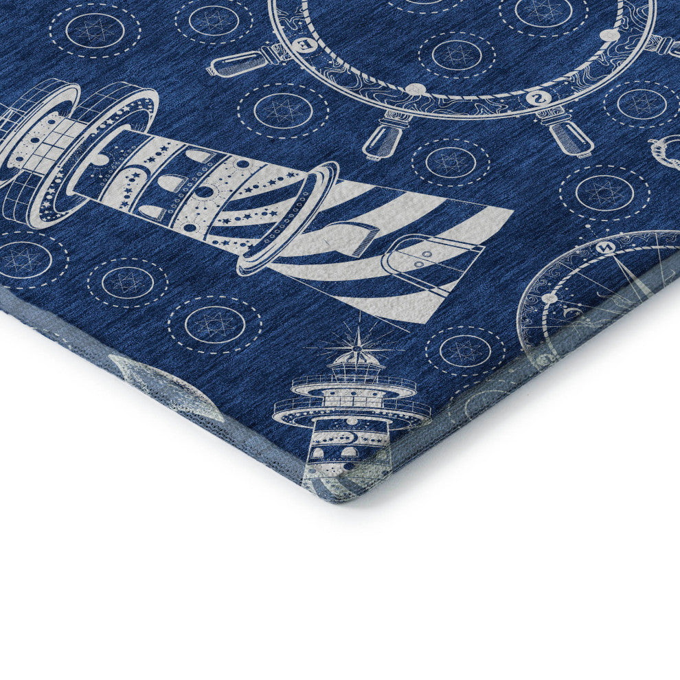 Addison Premium Washable Mayfield AMF154 Blue 2'3" x 7'6" Runner Rug
