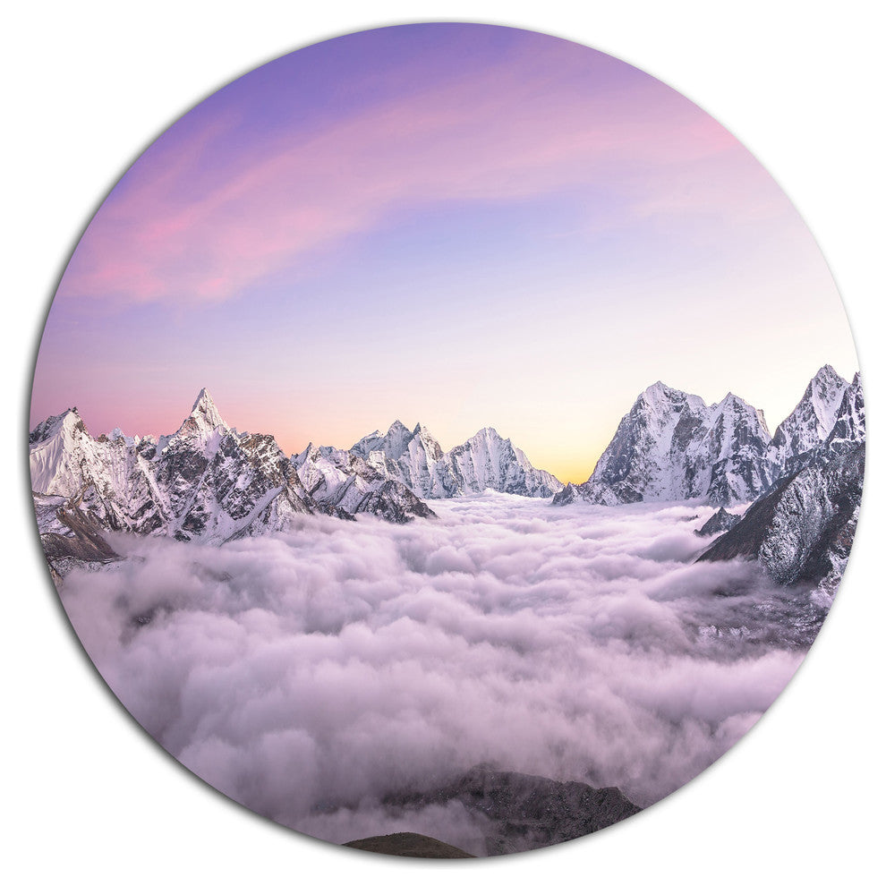 Clouds Sunrise Ama Dablam, Landscape Wall Round Wall Art, 23"