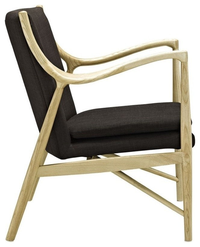 Modern Natural Brown Makeshift Upholstered Lounge Chair
