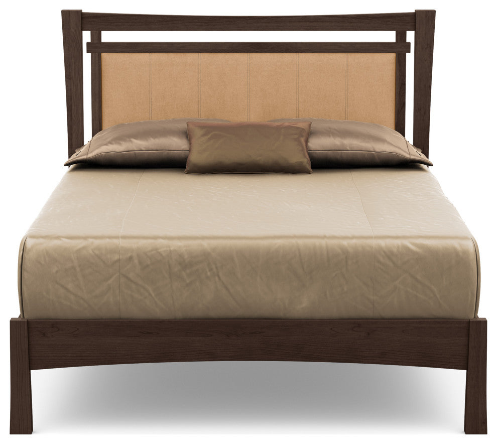Monterey Bed, Upholstered Headboard, Smoke Cherry, Sand Microsuede, Cal King