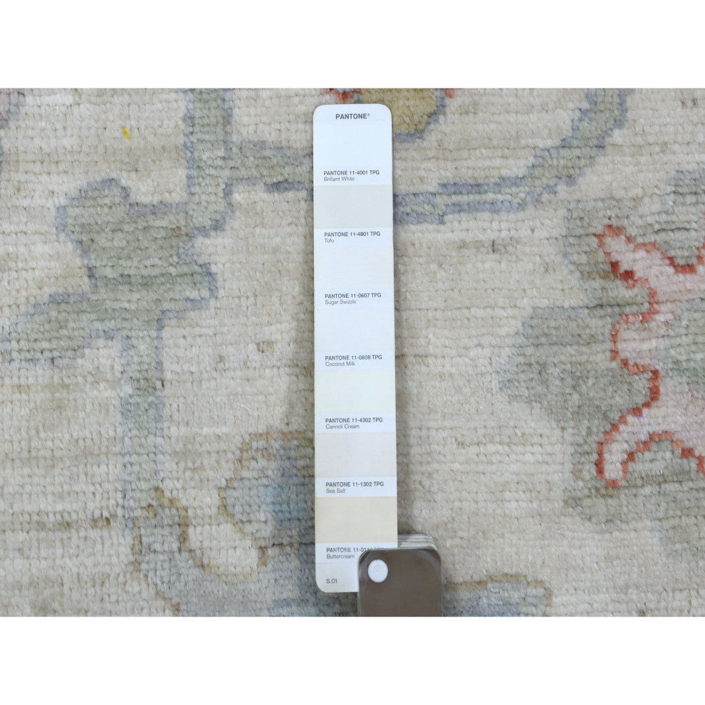 Ivory, Hand Knotted, Afghan Angora Oushak Pure Wool Oriental Rug, 8'1"x9'10"
