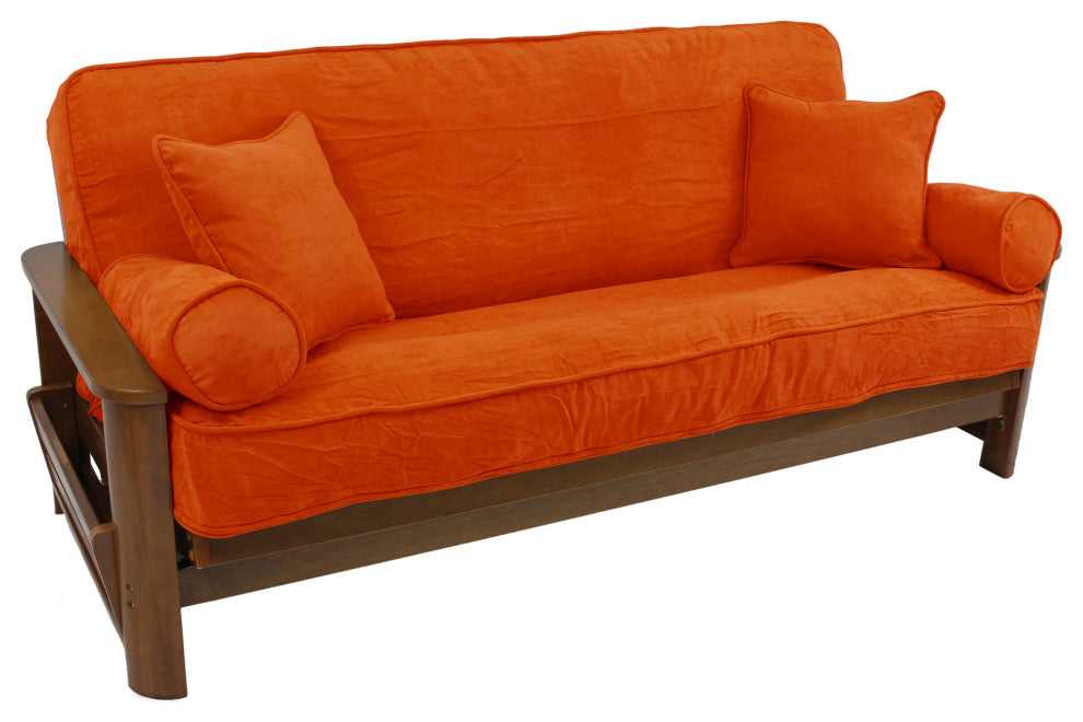 Solid Microsuede Full Futon Cover Set, Tangerine Dream