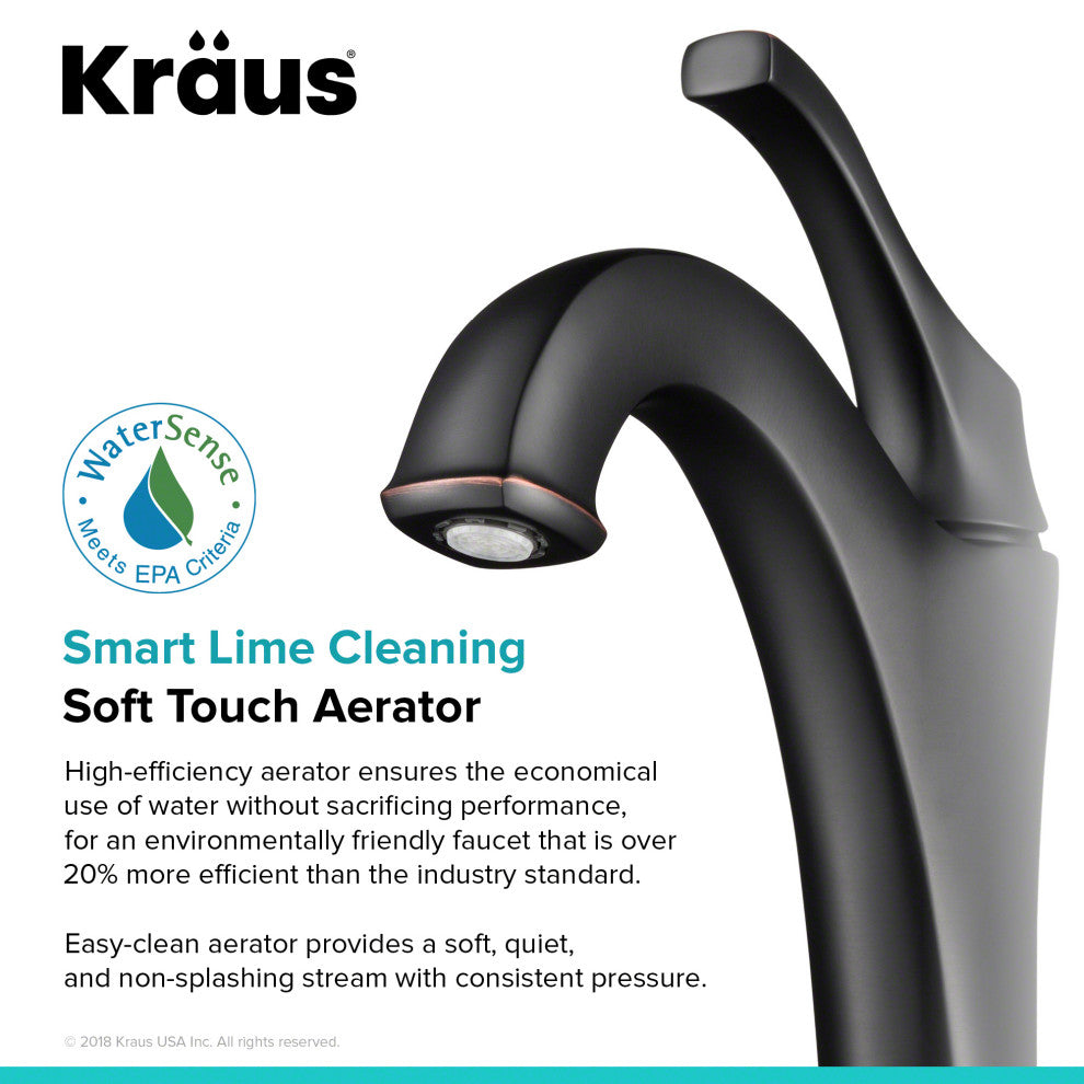 Arlo Single Handle Lever 1-Hole Vessel Bathroom Faucet Oil Rubbed Bronze w Drain