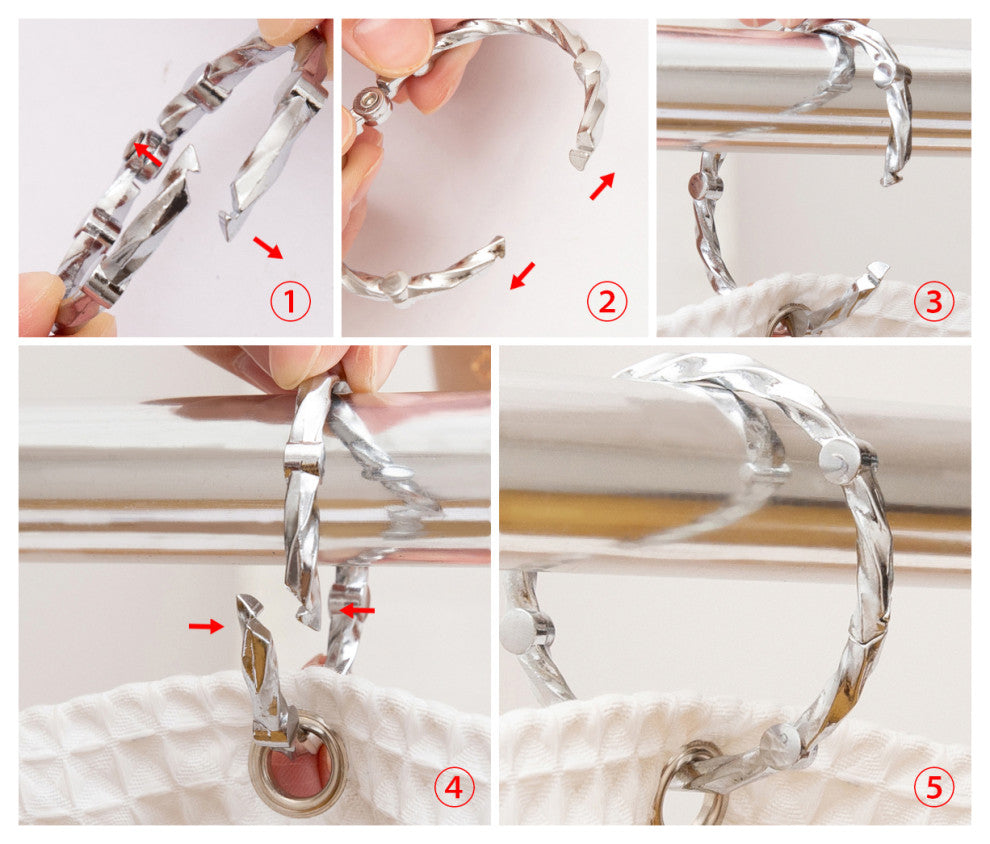 Utopia Alley Shower Hooks - Shower Curtain Rings for Bathroom, Set of 12, Chrome