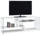 Tv Stand, 60"L , Glossy White With Tempered Glass