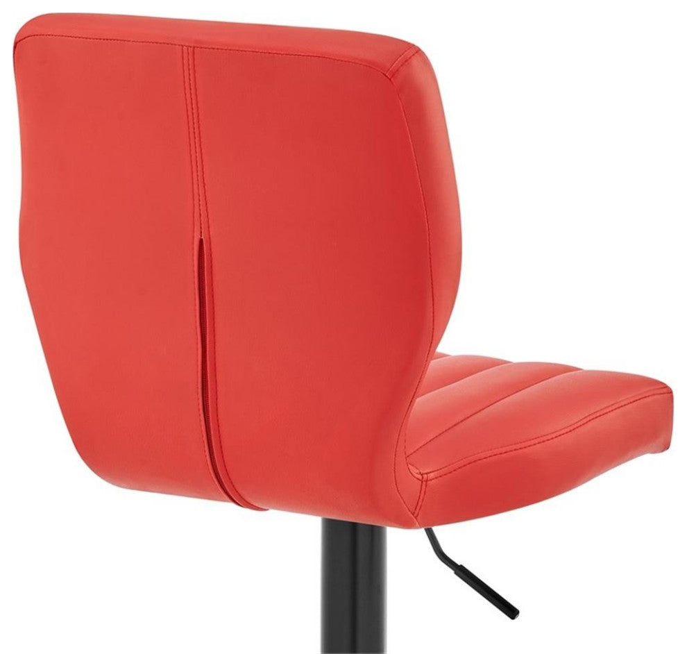 Armen Living The Bardot 25-36" Faux Leather Swivel Bar Stool in Red/Black