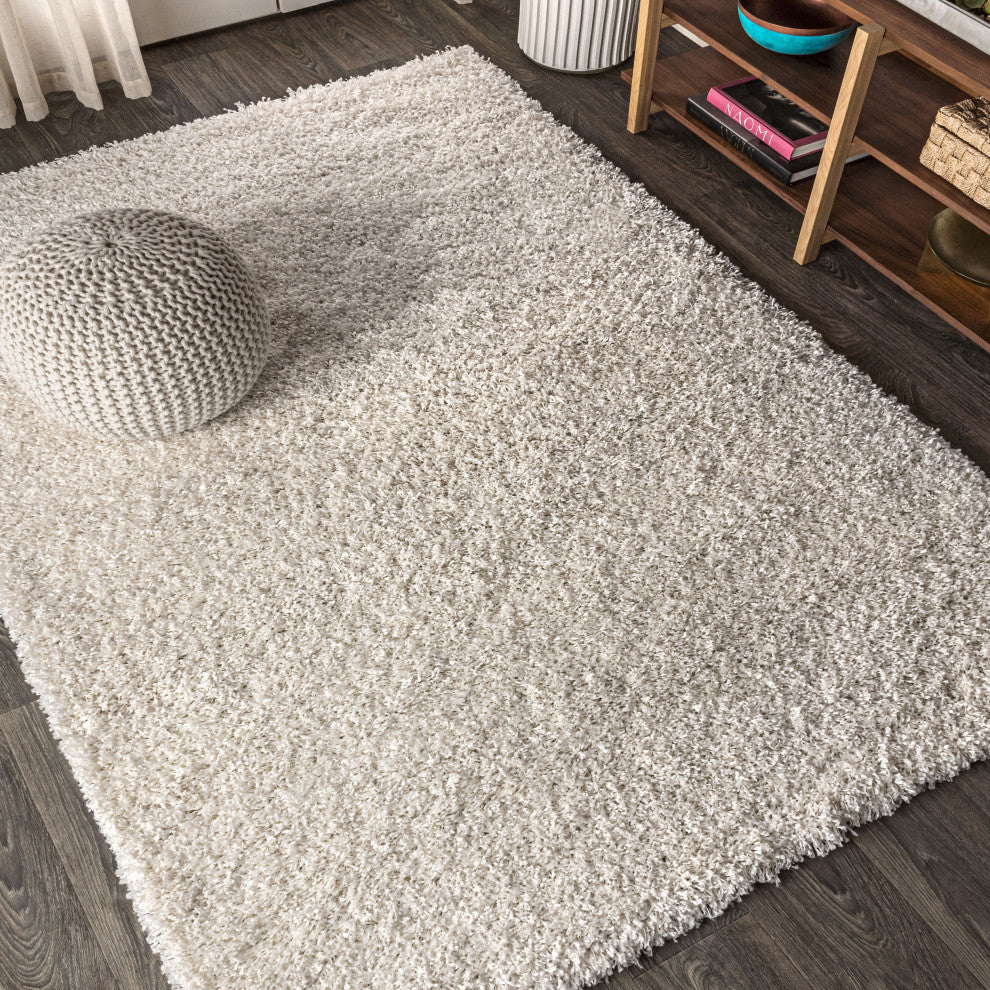 Mercer Shag Plush Area Rug, Cream, 8 X 10