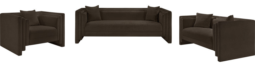 Everett Upholstered Loveseat, Brown, Chenille Fabric