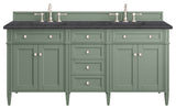 Brittany 72" Double Vanity, Smokey Celadon,  Charcoal Soapstone Top