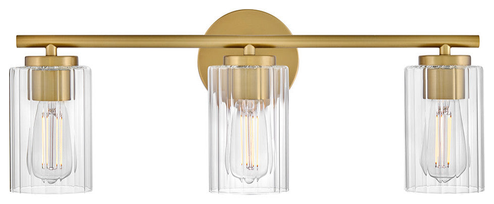Lark Leta Medium Three Light Vanity, Lacquered Brass