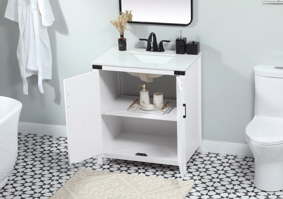 Home Living 19" Farmhouse White-Light Bathroom Vanity