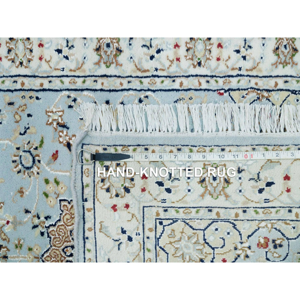 Blue Nain Design 250 KPSI Natural Wool Hand Knotted XL Runner Rug 2'9"x14'