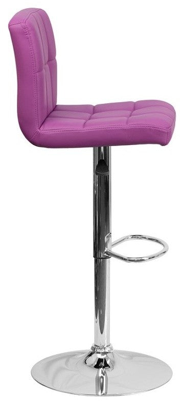 Estella Mid-Back Purple Quilted Vinyl Swivel Adjustable Barstool