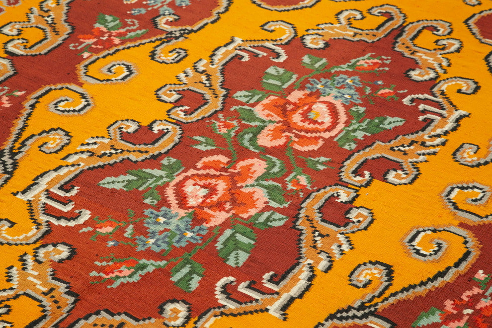 Rug N Carpet - Handmade Moldovan 6' 4'' x 9' 0'' Vintage Floral Kilim Rug