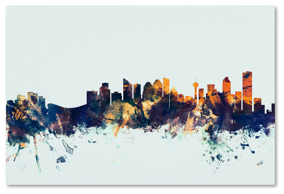Michael Tompsett ''Calgary Canada Skyline Blue'' Canvas Art, 16x24