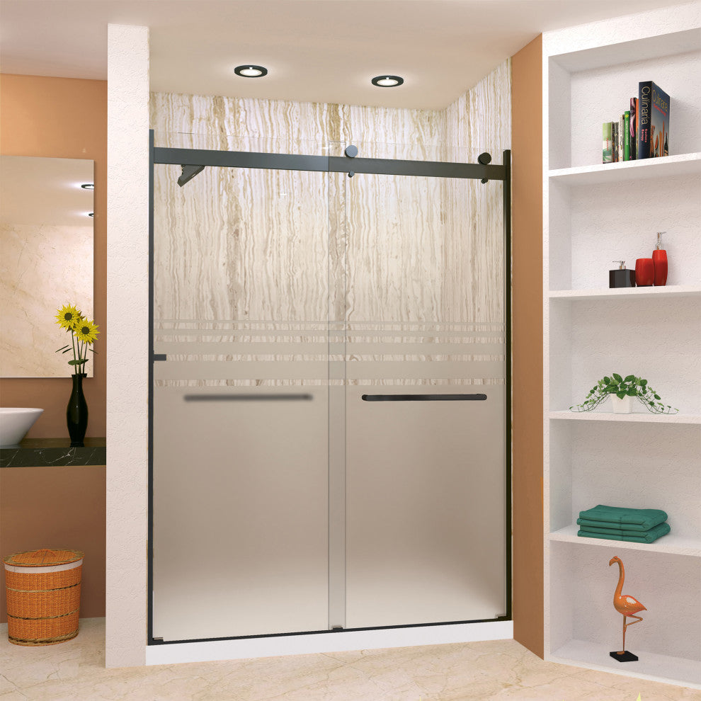 Transolid Brianna 60" W x 80" H Frameless Sliding Shower Door, Matte Black