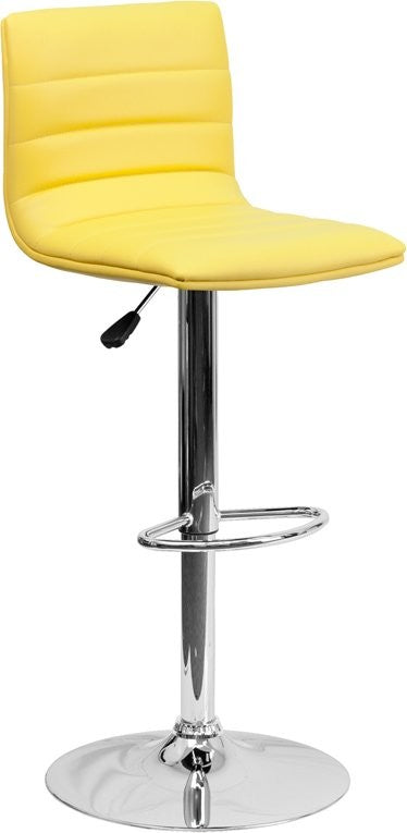 Estella Lois Mid-Back Yellow Vinyl Swivel Adjustable Barstool