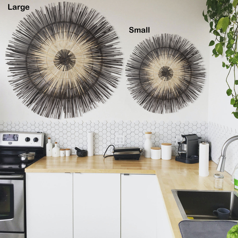 Global Crafts Sun Circle Wall Decor, Artisan Crafted, Malawi, Charcoal Burst
