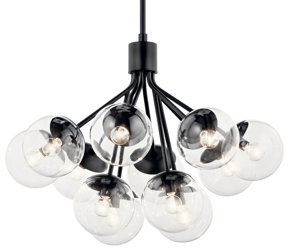 Silvarious Convertible Chandelier, Black Clear, 12 Light Clear