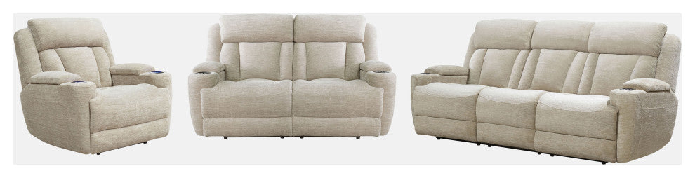 Dalton Power Reclining Sofa Loveseat and Recliner, Lucky Fawn