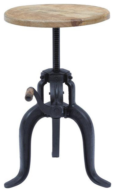 Global Archive Industrial Solid Wood and Iron Crank Table
