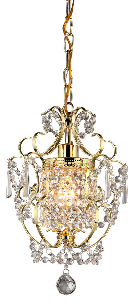 Emily 1-Light Gold 11" Crystal Chandelier