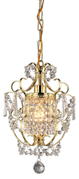 Emily 1-Light Gold 11" Crystal Chandelier