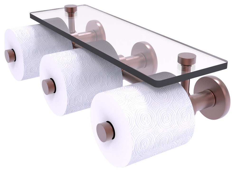 Prestige Skyline 3-Roll Toilet Paper Holder with Glass Shelf, Antique Copper