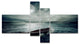 Boat Drifting Away After Storm, Seashore Canvas Art Print, 60"x32", 4 panels