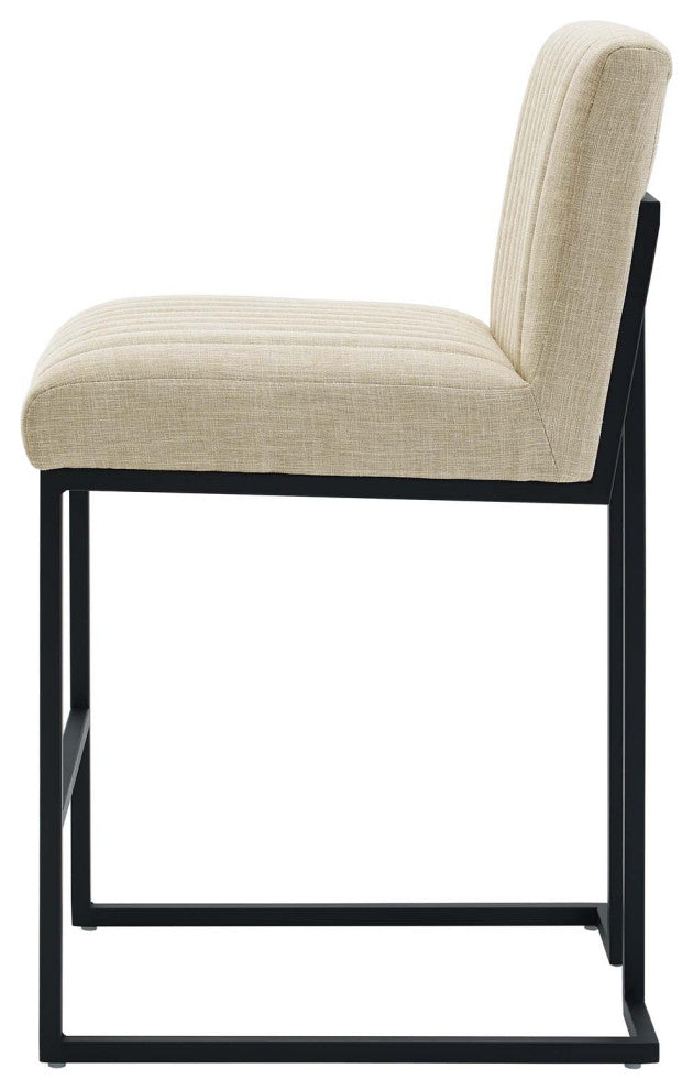 Tufted Counter Stool Chair, Set of 2, Fabric, Metal, Beige, Modern, Bar Pub