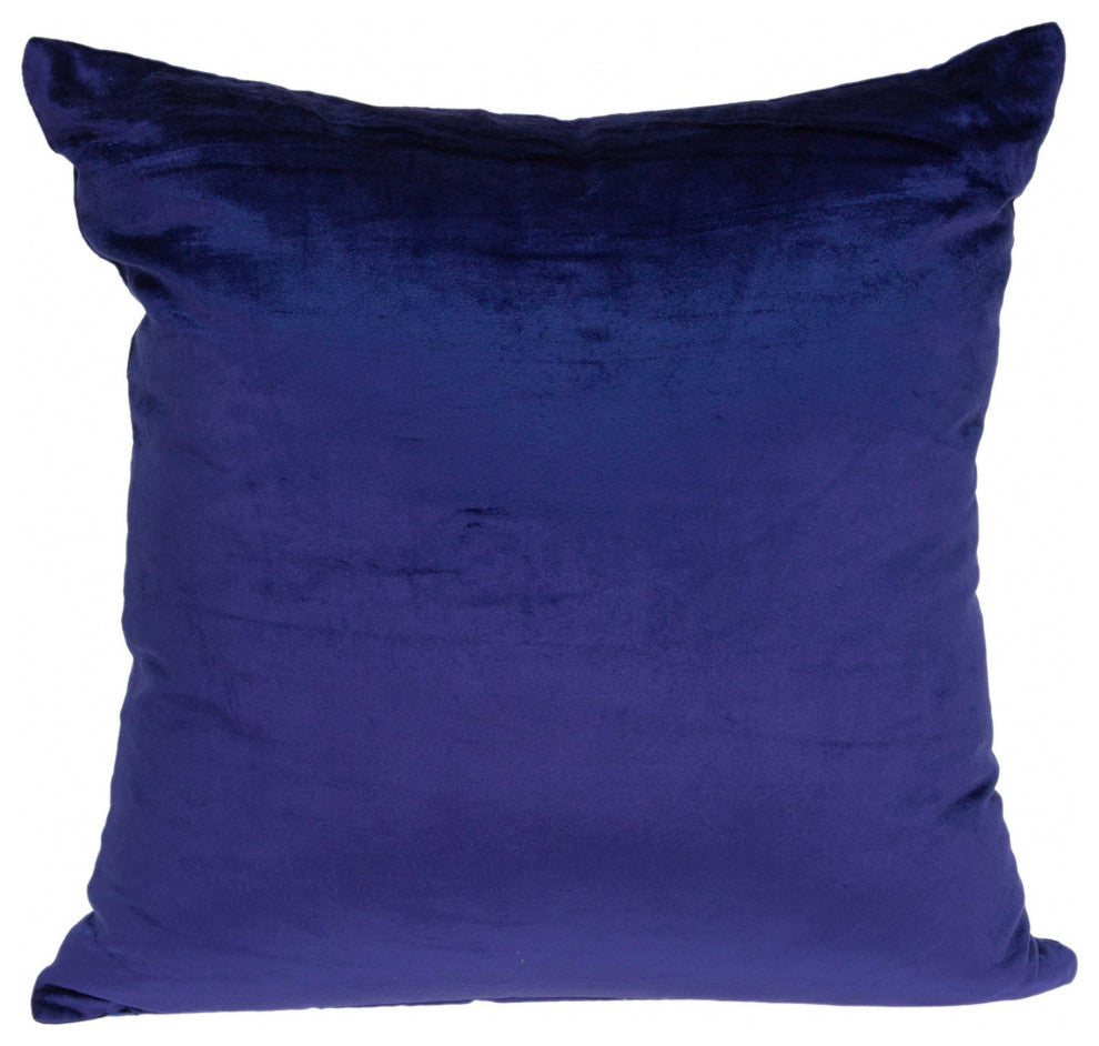 20" X 7" X 20" Transitional Royal Blue Solid Pillow Cover With Down Insert