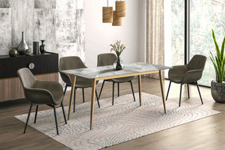Zayle Dining Table with Rectangular Tabletop in Steel, Light Grey, 71" Wide