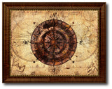 Compass Vintage Nautical Map Print on Canvas with Picture Frame, 30" x 39"