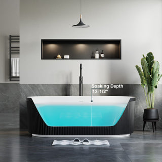 Serenity 67" Fluted Acrylic Soaking Tub, Oval, Matte Black