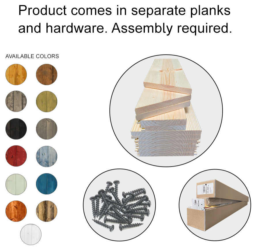 Stained Solid Pine Wood Sliding Barn Door, White, 36"x84", K Series